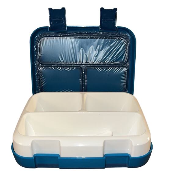 NWOT Bento Lunch Box Blue Leakproof 3 Compartment BPA-Free w/ Spork To-Go - Picture 4 of 6